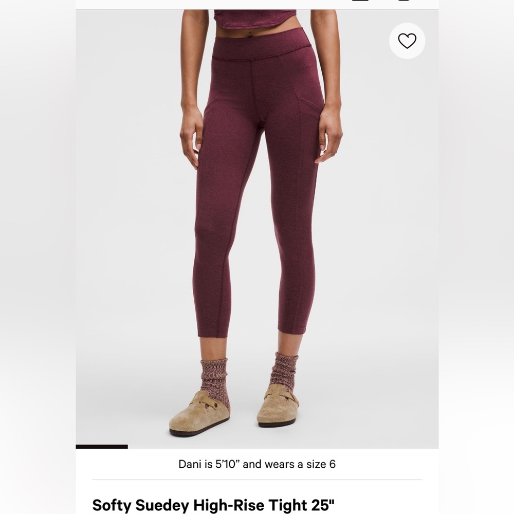 Lululemon Soft Sueded High-Rise Tight 4 garnet 25” euc
